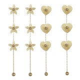 1 par de pendientes colgantes chapados en oro de 14 quilates de acero inoxidable con forma de corazón, elegantes y sencillos