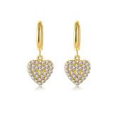 Pendientes colgantes de diamantes de imitación con incrustaciones de acero titanio y forma de corazón de estilo simple, 1 par