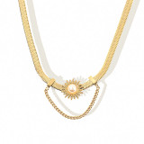 Collar de perlas con incrustaciones de cadena chapada en acero y titanio, estilo Simple, estilo INS