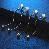 Pendientes colgantes de cadena de acero de titanio geométricos de estilo simple de 1 pieza