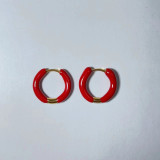 1 par de aretes de acero inoxidable esmaltados con bloques de color de estilo simple