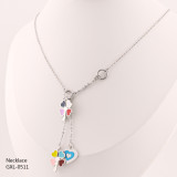 Estilo clásico retro Trébol de cuatro hojas Forma de corazón Número romano Chapado en acero inoxidable Incrustaciones de diamantes de imitación Chapado en oro rosa Chapado en oro Collar chapado en plata