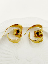 1 par de pendientes chapados en oro de acero inoxidable pulido, estilo Simple, novedad