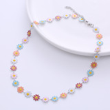 Collar De Cadena Epoxi De Acero Inoxidable Con Flores De Moda