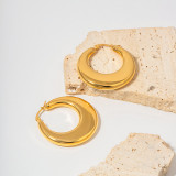 1 par de pendientes chapados en oro de 18 quilates con revestimiento de acero inoxidable ovalado de estilo Simple estilo INS