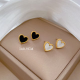 1 par de pendientes de acero titanio con forma de corazón, estilo moderno, estilo Simple