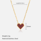 Estilo simple Forma de corazón Acero inoxidable Titanio Acero Incrustaciones Diamantes de imitación Collar con colgante 1 pieza