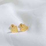 Pendientes retro de perlas artificiales chapados en acero de titanio y conejo, 1 par