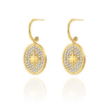 Pendientes geométricos de diamantes de imitación artificiales chapados en acero de titanio, 1 par