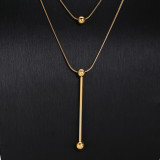 Elegante estilo moderno Estilo simple Color sólido Chapado en acero inoxidable Collares en capas chapados en oro de 18 quilates