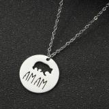 MAMA Estilo Simple Letra Oso Acero Inoxidable Titanio Acero Irregular Chapado Ahuecado Collar con Colgante