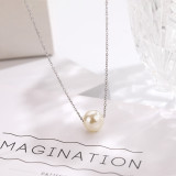 Collar de perlas artificiales con incrustaciones de acero y titanio, Color sólido, estilo Simple, 1 pieza