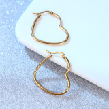 Pendientes chapados en acero inoxidable con forma de corazón, 1 par