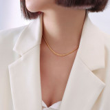 Collar de estilo de diseño de doble Chocke, pulsera de collar de oro real de acero titanio 18