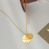 1 par de pendientes de acero de titanio chapados en trébol de cuatro hojas de estilo clásico