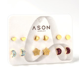 Estilo Simple Estrella Flor Mariposa Chapado En Acero Inoxidable Incrustaciones Pendientes De Circón 1 Juego