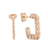 Pendientes ahuecados chapados en acero inoxidable, color sólido, a la moda, 1 par