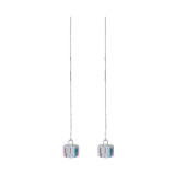 Línea de oreja chapada en plata, cristal Artificial de acero inoxidable con incrustaciones cuadradas brillantes elegantes, 1 par