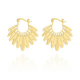 Pendientes chapados en acero y titanio con forma de hoja de moda, 1 par