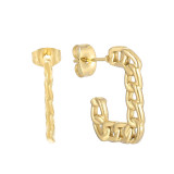 Pendientes ahuecados chapados en acero inoxidable, color sólido, a la moda, 1 par