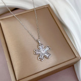 Collar de diamantes de imitación con incrustaciones de cobre y acero de titanio, mariposa, flor en forma de corazón pastoral