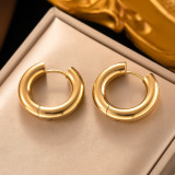 1 par de pendientes chapados en oro de 18 quilates de acero de titanio con revestimiento redondo de estilo simple retro
