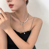 Nuevo Collar de acero inoxidable con cadena de costura de perlas cortas