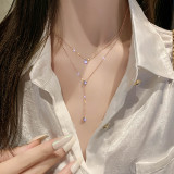 Estilo simple Geométrico Titanio Chapado en acero Collar con colgante de diamantes de imitación 1 pieza