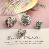 Pendientes de piedras preciosas artificiales con incrustaciones de acero inoxidable con diseño de búho de moda retro