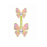 1 pieza estilo Simple forma de corazón piña mariposa chapado incrustación acero inoxidable circón ombligo Stud