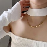 Collar chapado en oro de titanio redondo de estilo simple