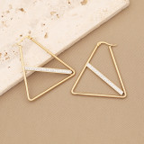 1 par de aretes de diamantes con incrustaciones de acero inoxidable con forma de corazón y estrella triangular de estilo simple