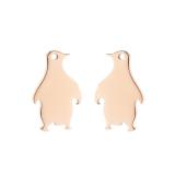 Pendientes huecos de acero inoxidable con diseño de pájaro y calavera de pingüino, estilo Simple, 1 par