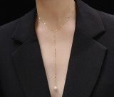 Moda Color Sólido Acero Titanio Perla Chapado en Oro Collar con Colgante 1 Pieza