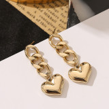 Pendientes colgantes de acero de titanio con forma de corazón a la moda, pendientes de acero inoxidable chapados, 1 par
