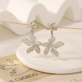 1 par de pendientes de gota chapados en oro de 18K con incrustaciones de retales de flores de estilo Vintage de acero inoxidable con diamantes de imitación y circonita