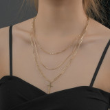 Collar con colgante de acero inoxidable con cruz de moda, 1 pieza