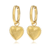 1 par de pendientes colgantes de retales de acero inoxidable con forma de corazón Retro informal