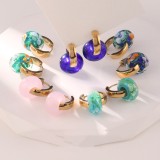 1 par de pendientes colgantes de cristal de acero inoxidable chapados en Color sólido dulce