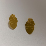 1 par de pendientes chapados en oro de 18 quilates con diseño de hojas y flores de estilo dulce y sencillo