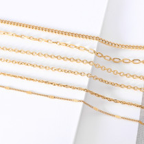 Collar de cadena desnuda de joyería de oro de 18 quilates chapado en acero de titanio simple