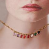 Nuevos accesorios collar con colgante de circonita de colores collar de acero