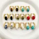 1 par de pendientes colgantes chapados en oro con piedra Natural de acero inoxidable con incrustaciones cuadradas dulces para mujer