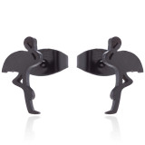 Pendientes geométricos de acero inoxidable de estilo simple que no platean pendientes de acero inoxidable con incrustaciones