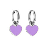 Pendientes De Esmalte De Acero De Titanio Con Forma De Corazón A La Moda, 1 Par