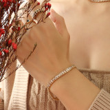 Color sólido retro color diamante circón incrustado collar pulsera joyería de acero titanio