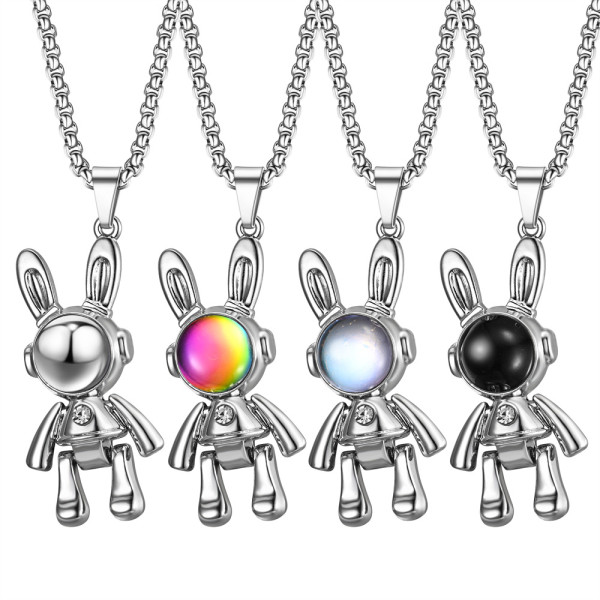 Collar con colgante de acero inoxidable estilo astronauta INS, 1 pieza