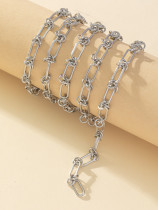 Collar hueco de cadena de acero inoxidable con nudo de color sólido de estilo simple