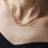 Collares en capas con revestimiento de acero de titanio de color sólido de estilo vintage