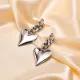 Pendientes colgantes de acero inoxidable con forma de corazón a la moda, pendientes de acero inoxidable chapados, 1 par